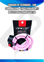 Cargar imagen en el visor de la galería, CANDADO DE SEGURIDAD - CON COMBINACION  - TIPO ESPIRAL 1 MTS INCLUYE BASE PARA SUJETAR
