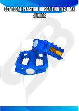 Cargar imagen en el visor de la galería, SET PEDAL PLASTICO ROSCA FINA 1/2 BMX JUNIOR
