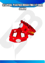 Cargar imagen en el visor de la galería, SET PEDAL PLASTICO ROSCA FINA 1/2 BMX JUNIOR
