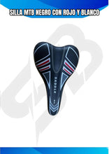 Cargar imagen en el visor de la galería, SILLA MTB NEGRO CON ROJO Y BLANCO
