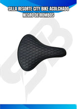 Cargar imagen en el visor de la galería, SILLA RESORTE CITY BIKE ACOLCHADO NEGRO DE ROMBOS
