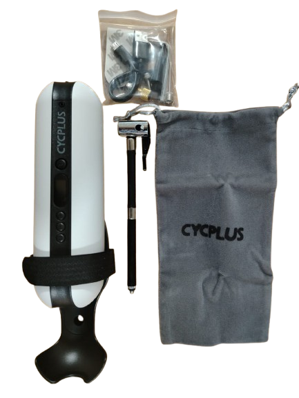 COMPRESOR DE AIRE MINI PORTATIL CON PANTALLA DIGITAL, RECARGABLE, CON LINTERNA, BASE PARA BICICLETA, 150PSI