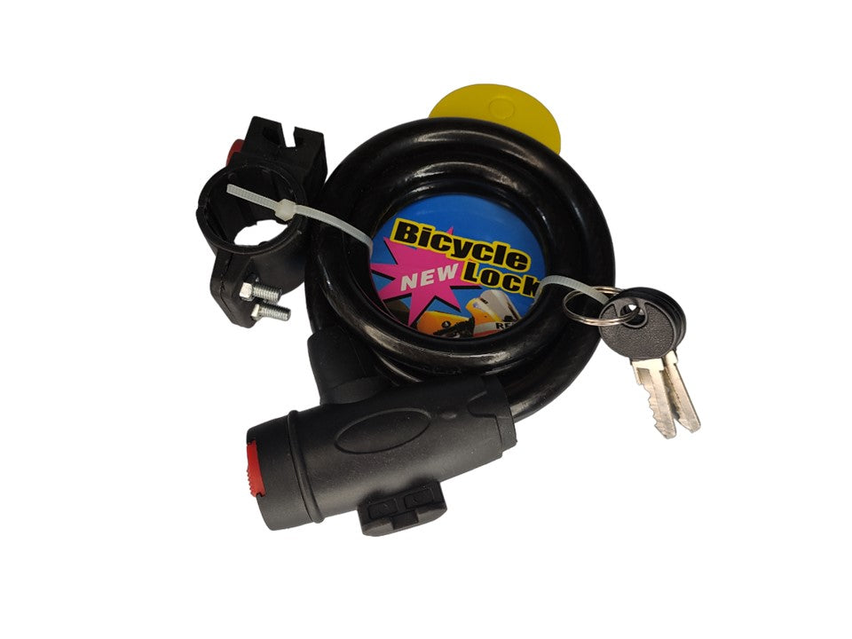 CANDADO DE SEGURIDAD TIPO GUAYA CON LLAVE - 1 MT INCLUYE BASE PARA SUJETAR
