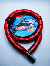 Cargar imagen en el visor de la galería, CANDADO DE SEGURIDAD - AZUL CON LLAVE TIPO ESLABONES- LARGO: 1MT X 22MM
