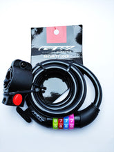 Cargar imagen en el visor de la galería, CANDADO DE SEGURIDAD - CON COMBINACION  - TIPO ESPIRAL 1 MTS INCLUYE BASE PARA SUJETAR
