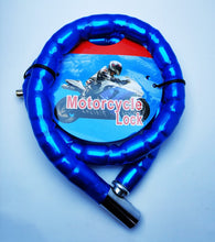Cargar imagen en el visor de la galería, CANDADO DE SEGURIDAD - AZUL CON LLAVE TIPO ESLABONES- LARGO: 1MT X 22MM
