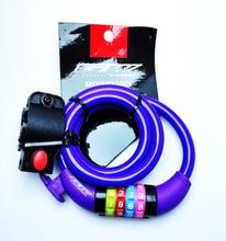 Cargar imagen en el visor de la galería, CANDADO DE SEGURIDAD - CON COMBINACION  - TIPO ESPIRAL 1 MTS INCLUYE BASE PARA SUJETAR
