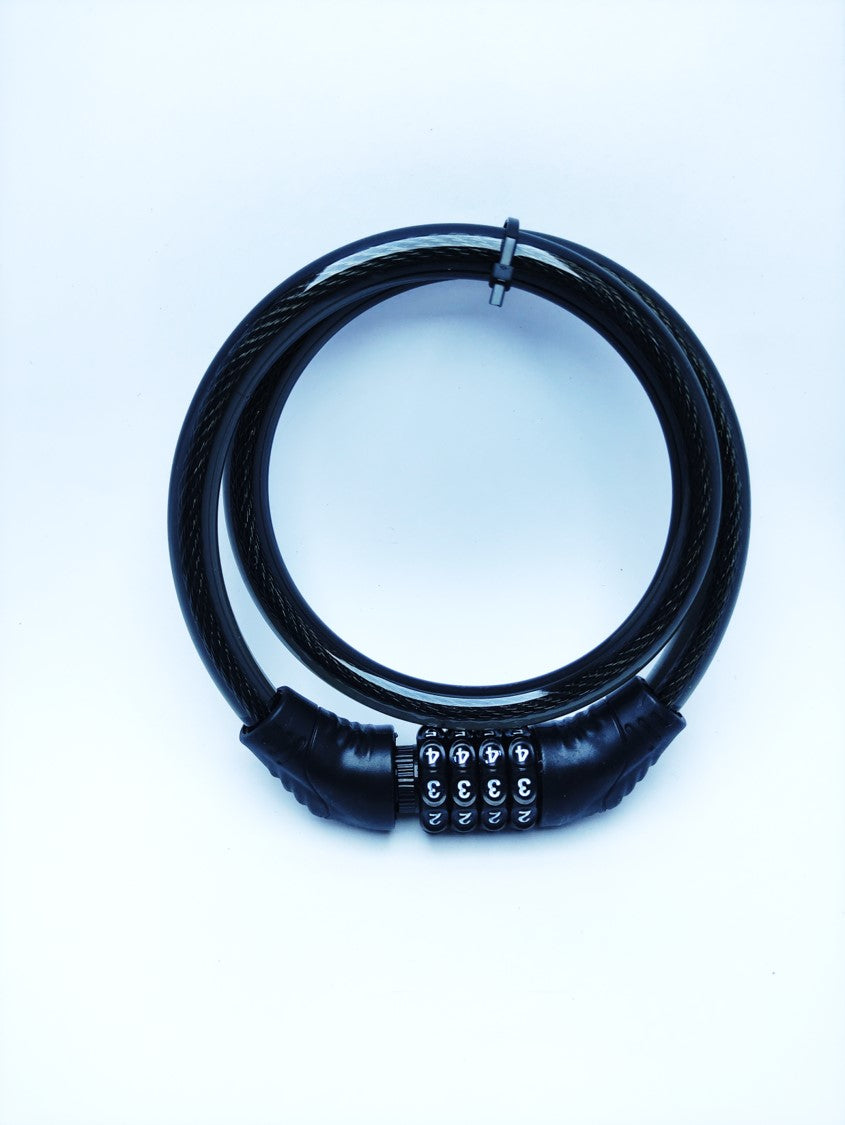 CANDADO DE SEGURIDAD - NEGRO CON COMBINACION - TIPO ESPIRAL 650 MM